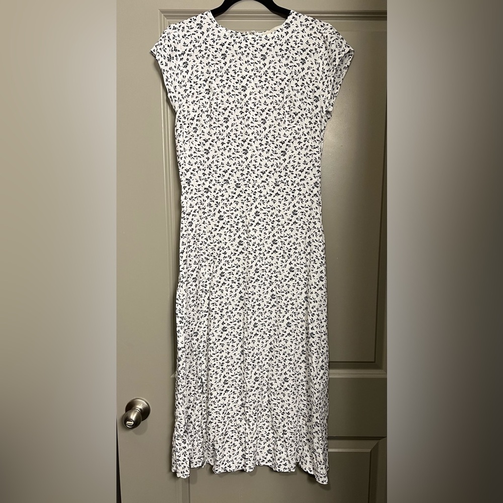 Loft Black Floral Print Dress Size 2